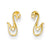 14k Yellow Gold CZ Swan Baby Post Earrings