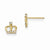 14k Yellow Gold CZ Crown Post Earrings