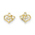 14k Yellow Gold CZ Heart & Butterfly Post Earrings