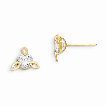 14k Yellow Gold CZ Childrens Post Earrings