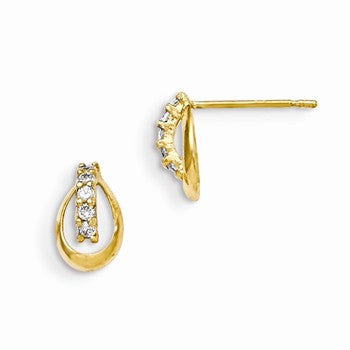 14k Yellow Gold CZ Childrens Post Earrings