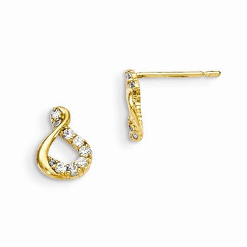 14k Yellow Gold CZ Childrens Post Earrings