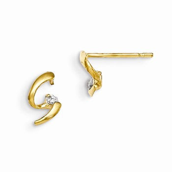 14k Yellow Gold CZ Childrens Post Earrings