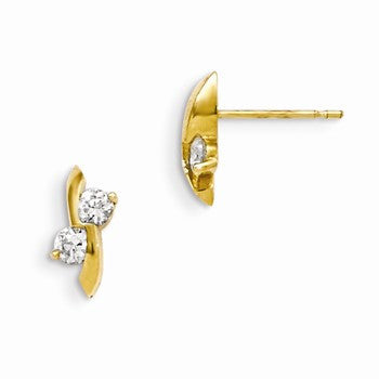 14k Yellow Gold CZ Childrens Post Earrings