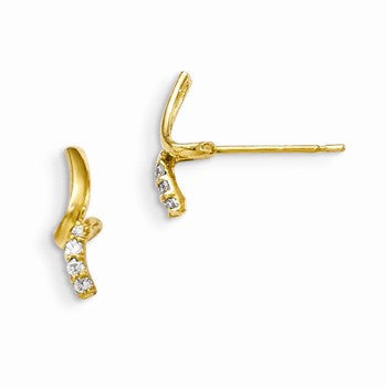 14k Yellow Gold CZ Childrens Post Earrings