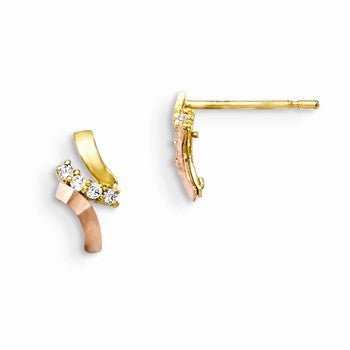 14k Yellow Gold Yellow Rose Gold CZ Childrens Post Earrings