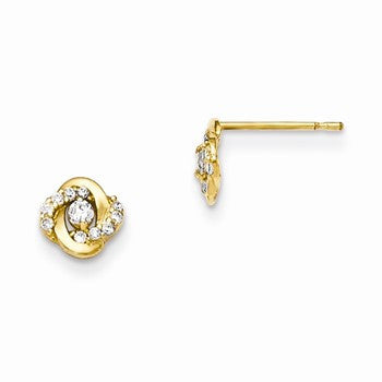 14k Yellow Gold CZ Childrens Post Earrings