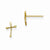 14k Yellow Gold CZ Childrens Cross Post Earrings