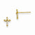 14k Yellow Gold CZ Childrens Cross Post Earrings