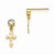 14k Yellow Gold CZ Childrens Cross Dangle Post Earrings