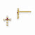 14k Yellow Gold CZ Childrens Cross Post Earrings
