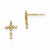 14k Yellow Gold CZ Childrens Cross Post Earrings