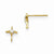 14k Yellow Gold CZ Childrens Cross Post Earrings