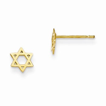 14k Yellow Gold Childrens Star of David Post Earrings