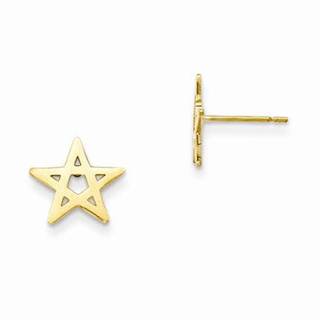 14k Yellow Gold Childrens Star Post Earrings