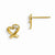 14k Yellow Gold CZ Childrens Heart Post Earrings