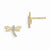 14k Yellow Gold CZ Childrens Dragonfly Post Earrings