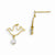 14k Yellow Gold CZ Childrens Dove Dangle Post Earrings