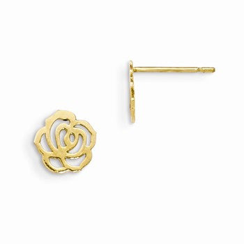 14k Yellow Gold Childrens Flower Post Earrings