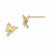 14k Yellow Gold CZ Childrens Butterfly Post Earrings