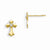 14k Yellow Gold CZ Childrens Cross Post Earrings