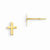 14k Yellow Gold Childrens Cross Post Earrings