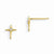 14k Yellow Gold CZ Childrens Cross Post Earrings