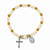November Crystal & Faux Pearl Stretch Miraculous & Crucifix Bracelet