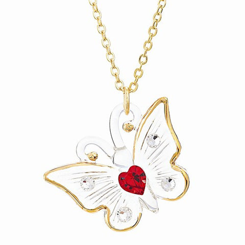 Butterfly Swarovski Elements Heart Necklace