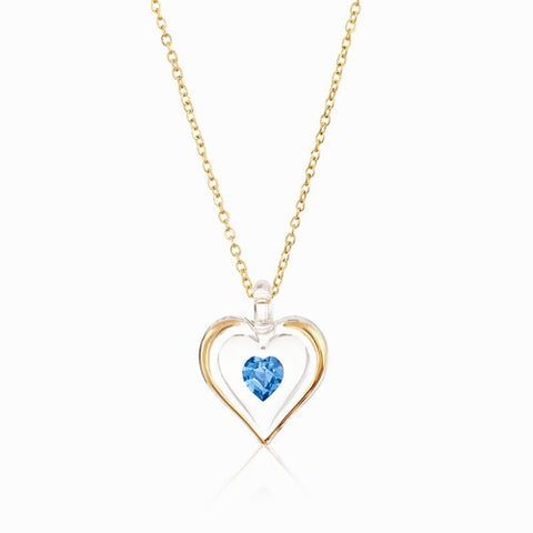 December Gold Trim Swarovski Birthstone Heart Necklace