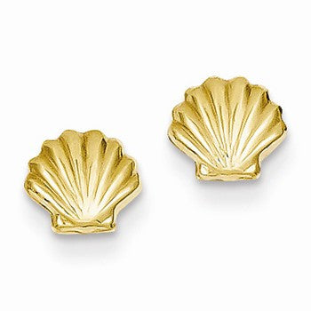 14k Yellow Gold Polished Shell Post Earrings