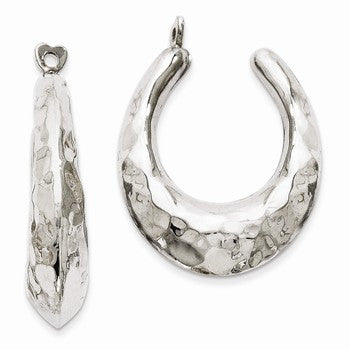 14k White Gold Hammered Hoop Earring Jackets