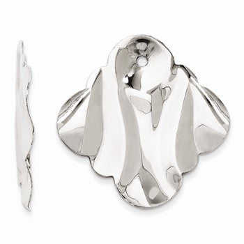 14k White Gold Polished Hammered Fancy Earring Jackets