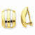 14k Yellow Gold Rhodium Ribbed Non-pierced Omega Back Earrings