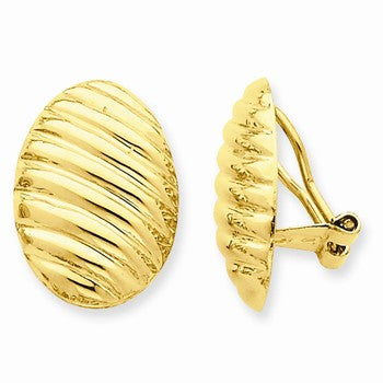 14k Yellow Gold Polished Button Non-pierced Omega Back Earrings