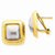 14k Yellow Gold Polished Rhodium Square Omega Back Post Earrings