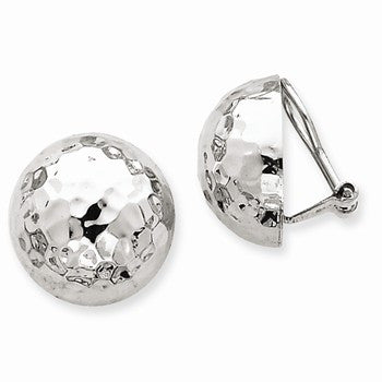 14k White Gold 18mm Hammered Non-pierced Earrings