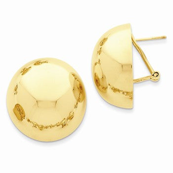 14k Yellow Gold Omega Clip 24mm Half Ball Earrings