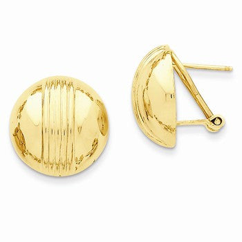 14k Yellow Gold Omega Post Earrings
