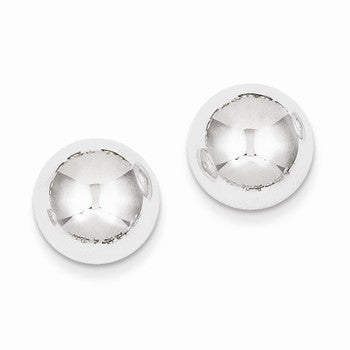 14k White Gold 12mm Half Ball Post Earrings