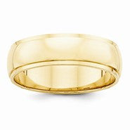 14k Yellow Gold 6mm Half-Round Edge Wedding Band
