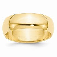 14k Yellow Gold 7mm Half Round Wedding Band