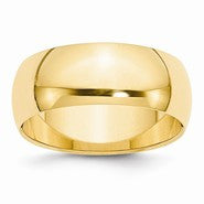 14k Yellow Gold 8mm Half Round Wedding Band