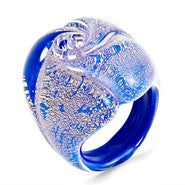 Bold Murano Glass Blue Flower Ring