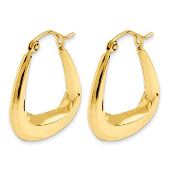 14k Yellow Gold Polished Knife Edge Sq Hoop Earring, Jewelry Earrings
