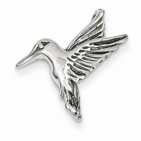 14k White Gold Polished Open-Backed Hummingbird Chain Slide Pendant, Pendants for Necklace