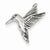 14k White Gold Polished Open-Backed Hummingbird Chain Slide Pendant, Pendants for Necklace