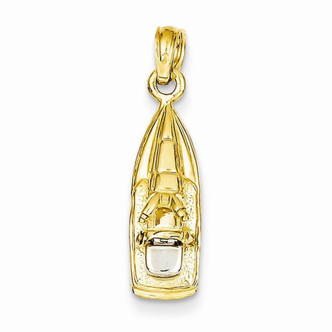 14k Gold Two-Tone Polished 3-Dimensional Wave Runner Pedant Charm