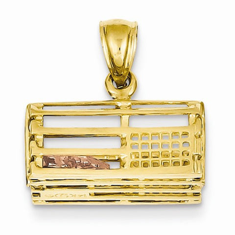14k Gold Two-Tone Polished 3-Dimensional Lobster Trap pendant, Beautiful Pendants for Necklace
