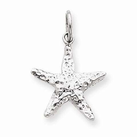 14k White Gold Polished 3-Dimensional Starfish Pendant, Pendants for Necklace